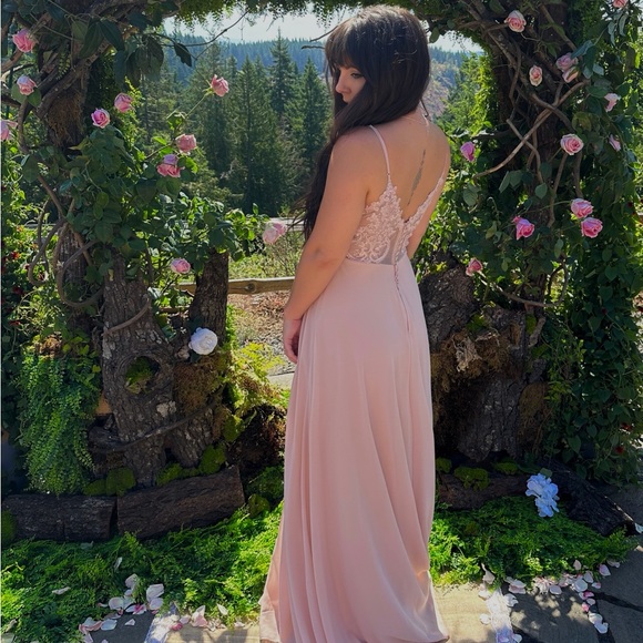 Lulus Romantic Ways Blush Pink Lace Button Up Back Dress - Picture 1 of 11